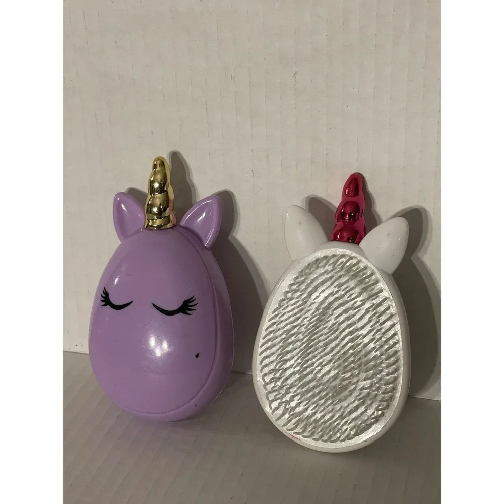 Unicorn Hair Brush Set Of 2‎ One Purple One White In Original Packaging